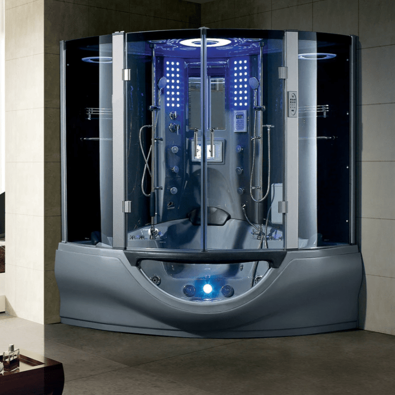 Maya Bath Valencia Grey 2-Person Freestanding Steam Shower 108 - PrimeFair