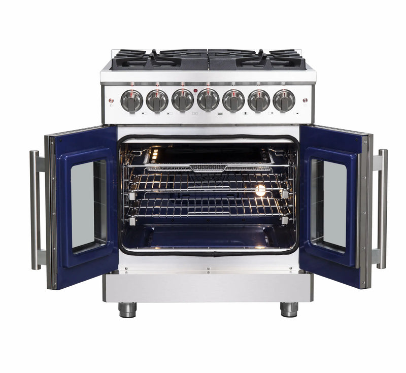 Forno Massimo 30-Inch Freestanding French Door Dual Fuel Range in Stainless Steel (FFSGS6325-30)