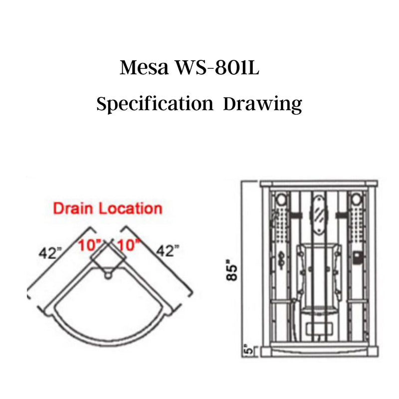 Mesa WS-801L Corner Steam Shower Unit