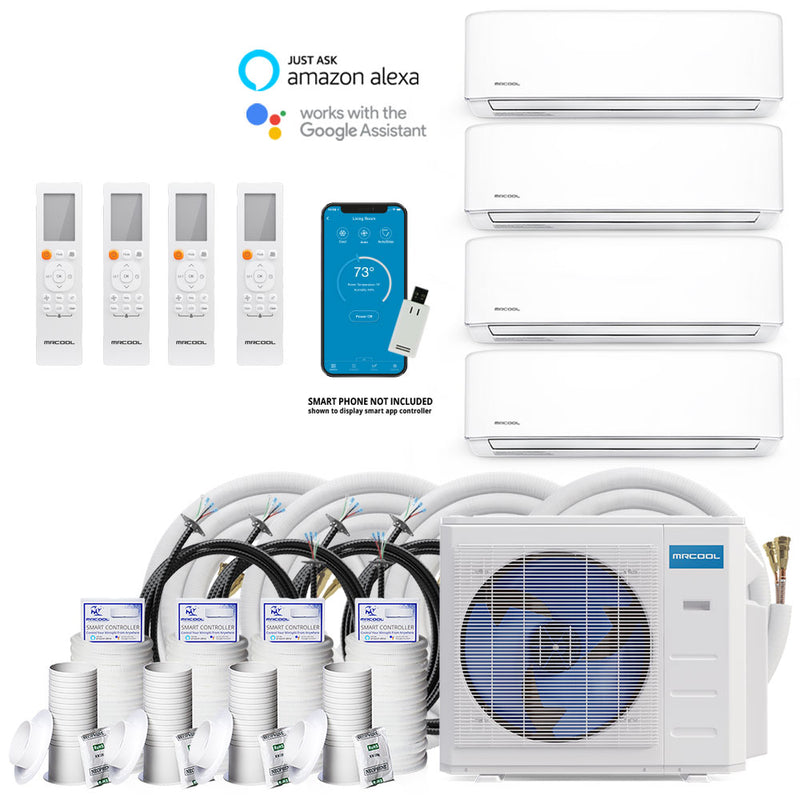 MRCOOL DIY 4th Generation Mini Split 36K BTU 4 Zone Ductless Air Conditioner with Heat Pump and 50 Ft Install Kit