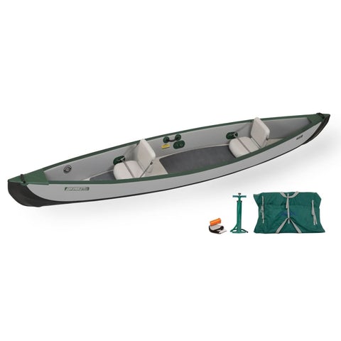 Sea Eagle Travel Canoe 16 Inflatable Canoe 3 Person Electric Pump Package - TC16K_EP3 - PrimeFair