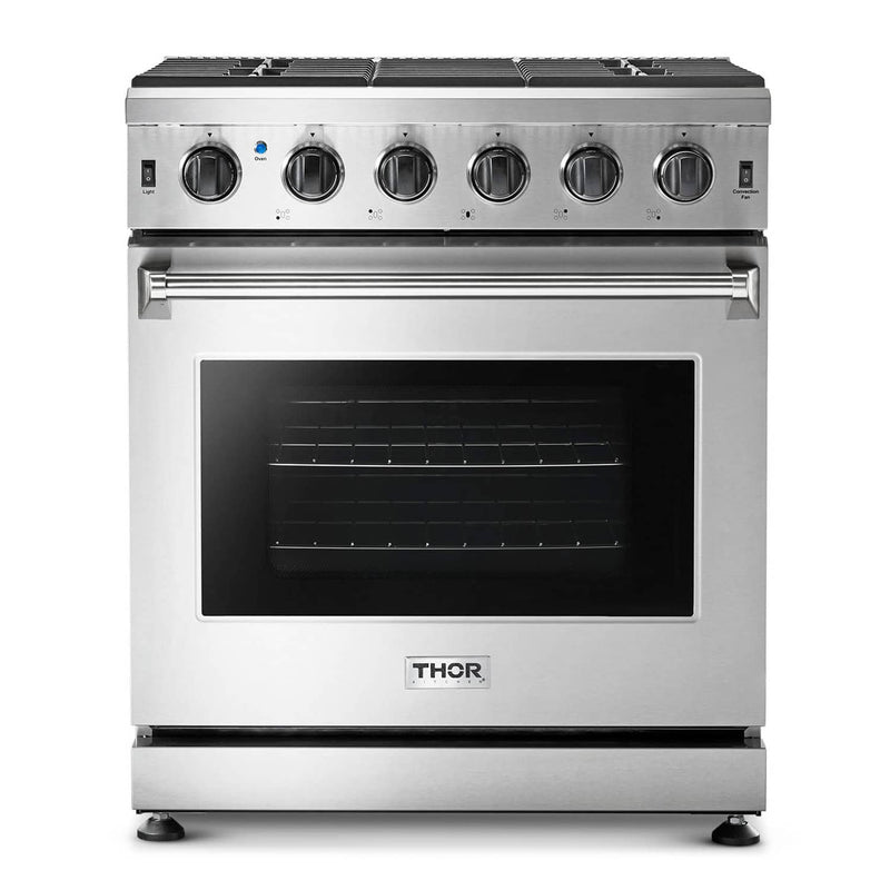 Thor Kitchen 2-Piece Appliance Package - 30-Inch Gas Range & Premium Under Cabinet Hood in Stainless Steel