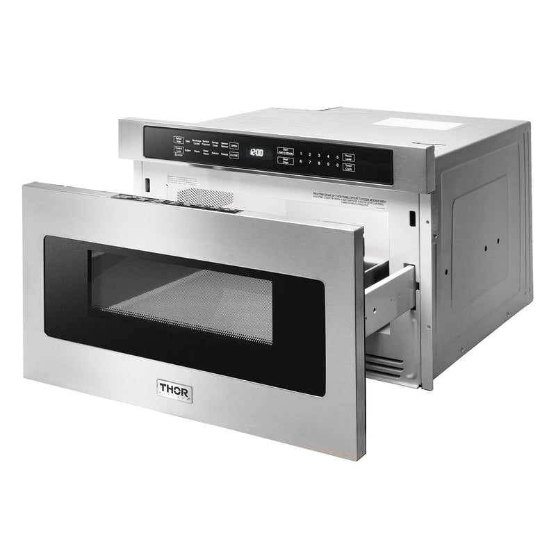 Thor Kitchen 4-Piece Appliance Package - 30-Inch Gas Range, Refrigerator, Dishwasher, and Microwave in Stainless Steel