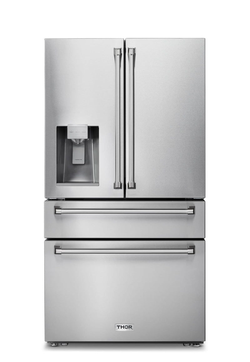 Thor Kitchen 3-Piece Pro Appliance Package - 30-Inch Gas Range, Dishwasher & Refrigerator with Water Dispenser in Stainless Steel