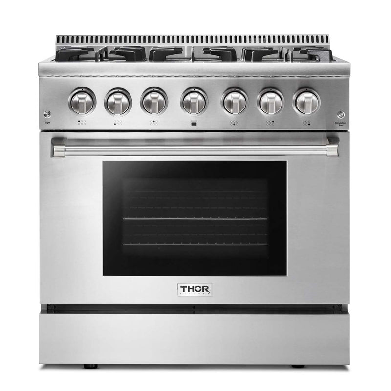 Thor Kitchen 36-Inch 5.2 cu. ft. Oven Dual Fuel Range in Stainless Steel (HRD3606U)