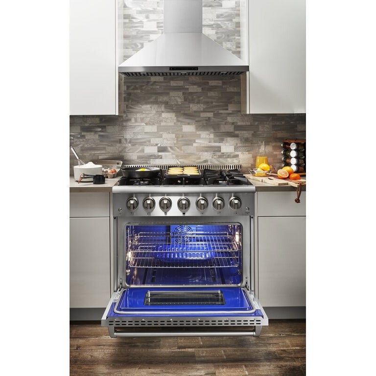 Thor Kitchen 36 in. Gas Burner/Electric Oven Range in Stainless Steel 