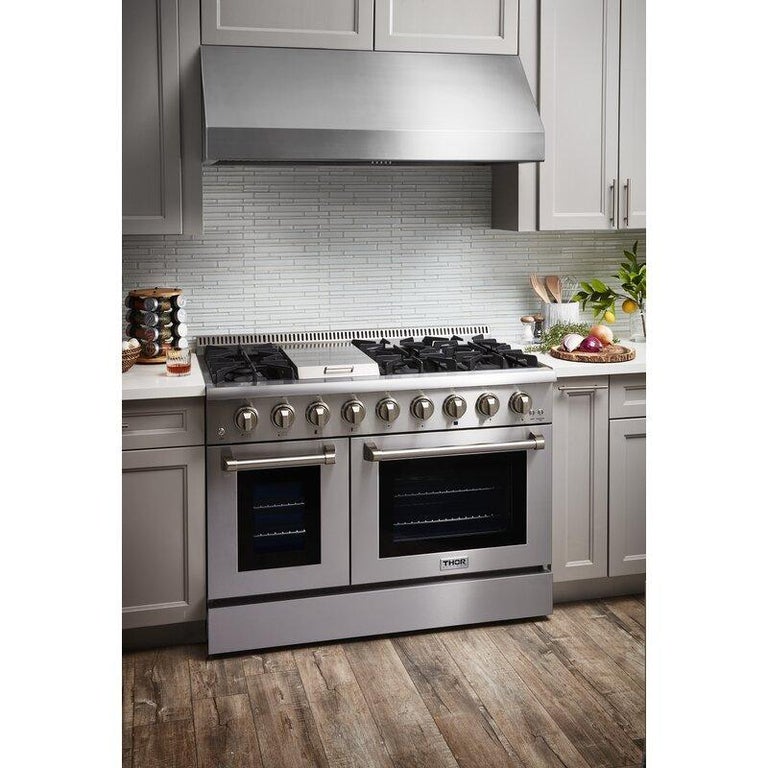 Thor Kitchen 48 in. Gas Burner, Electric Oven 6.7 cu. ft. Range in Stainless Steel - HRD4803U