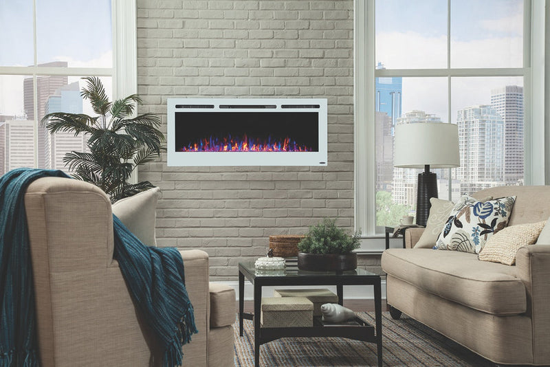 Touchstone Sideline White Recessed Wall Mounted Electric Fireplace Heater 80029 - PrimeFair