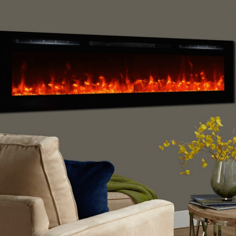 Touchstone Sideline 84" Wall Mounted Built In Electric Fireplace Insert Heater 80043 - PrimeFair