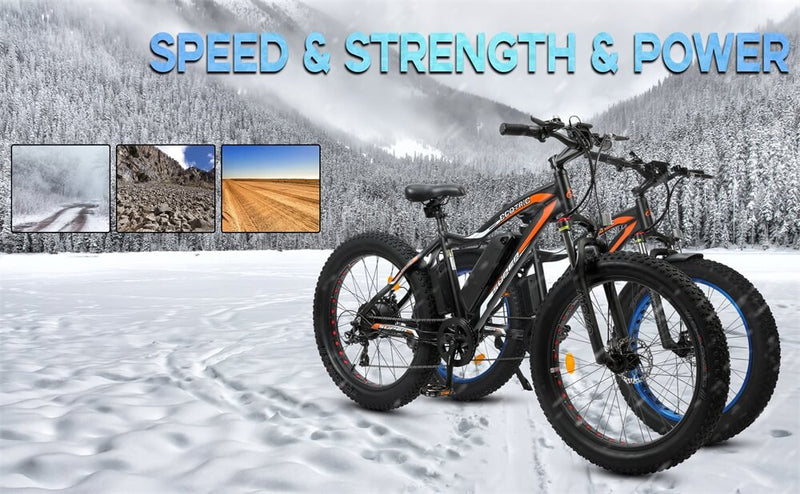 UL Certified-Ecotric Rocket Fat Tire Beach Snow Electric Bike - Blue