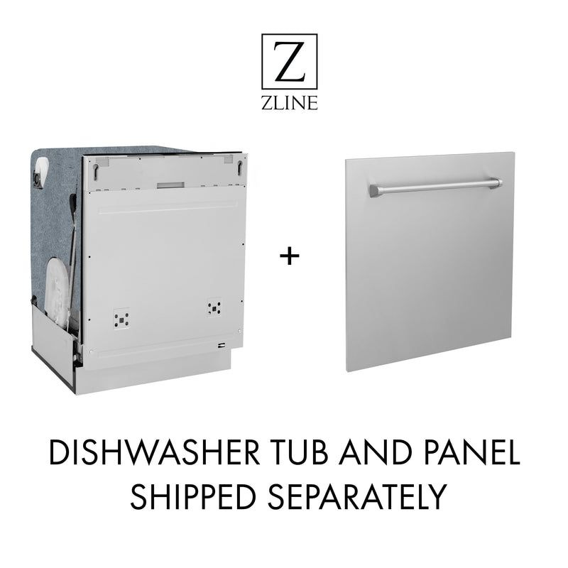 ZLINE Autograph Edition 24 in. 3rd Rack Top Touch Control Tall Tub Dishwasher in White Matte with Polished Gold Accent Handle, 45dBa (DWMTZ-WM-24-G)