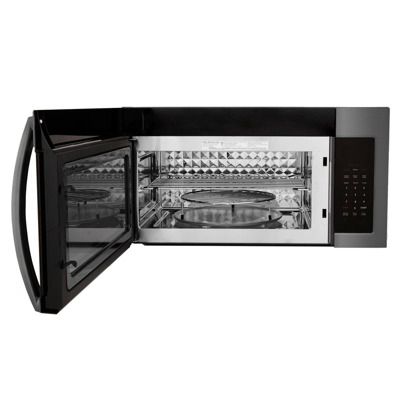 ZLINE Black Stainless Steel Over the Range Convection Microwave Oven with Modern Handle (MWO-OTR-BS)
