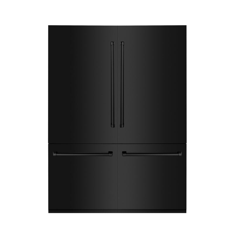 ZLINE 60 in. 32.2 cu. ft. Built-In 4-Door French Door Refrigerator with Internal Water and Ice Dispenser in Black Stainless Steel (RBIV-BS-60)