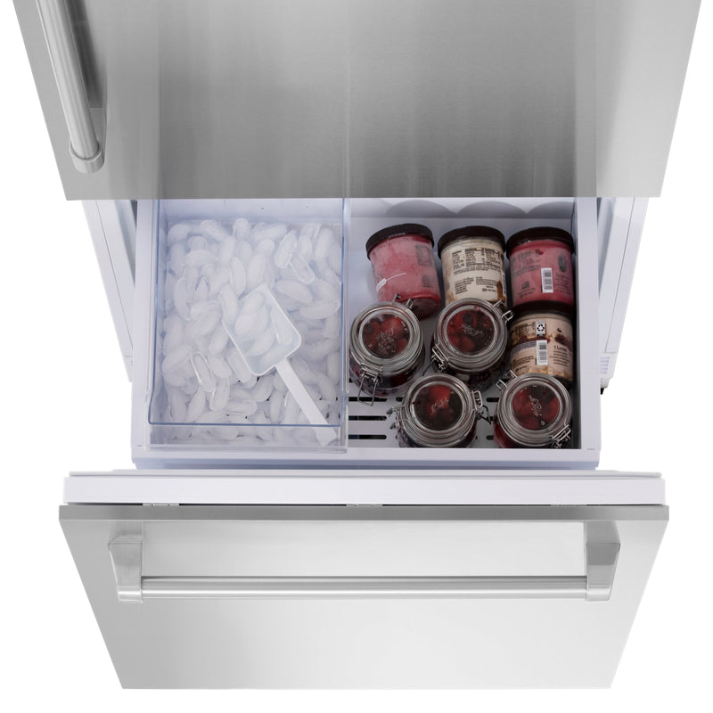 ZLINE 30 in. 16.1 cu. ft. Built-In 2-Door Bottom Freezer Refrigerator with Internal Water and Ice Dispenser in Stainless Steel (RBIV-304-30)