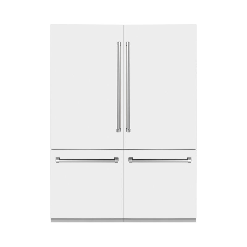 ZLINE 60 in. 32.2 cu. ft. Built-In 4-Door French Door Refrigerator with Internal Water and Ice Dispenser in White Matte (RBIV-WM-60)
