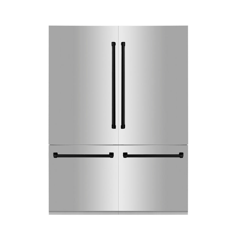 ZLINE 60 in. Autograph Edition 32.2 cu. ft. Built-in 4-Door French Door Refrigerator with Internal Water and Ice Dispenser in Stainless Steel with Matte Black Accents (RBIVZ-304-60-MB)