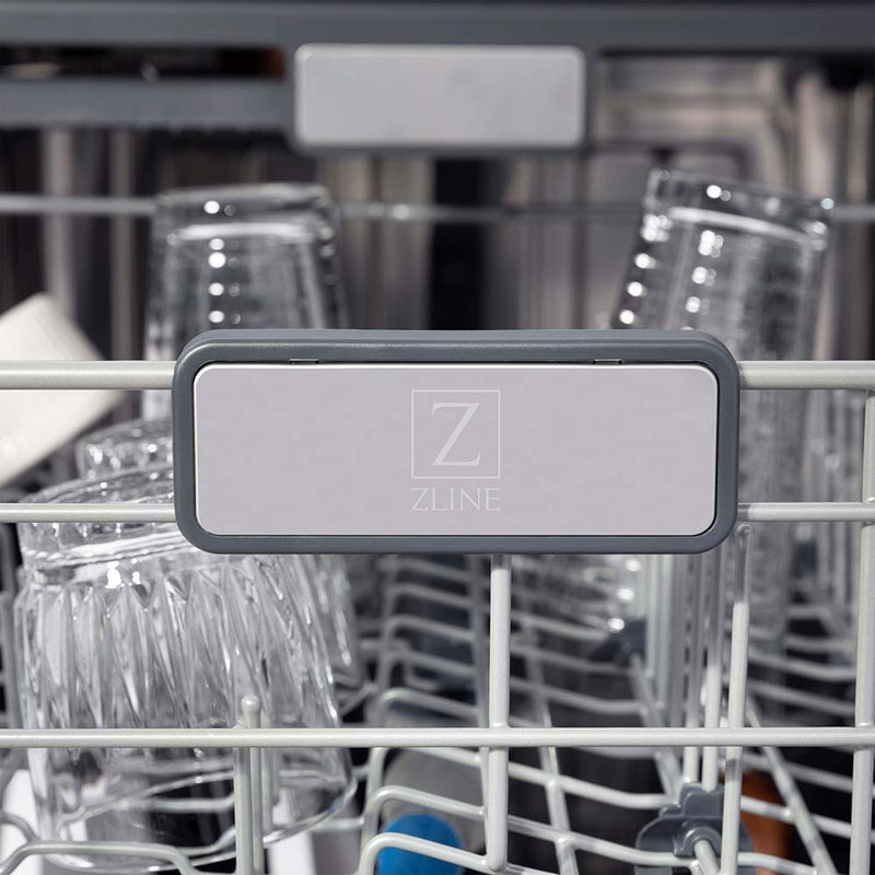 ZLINE Autograph Edition 24 in. 3rd Rack Top Touch Control Tall Tub Dishwasher in Stainless Steel with Matte Black Handle, 45dBa (DWMTZ-304-24-MB)