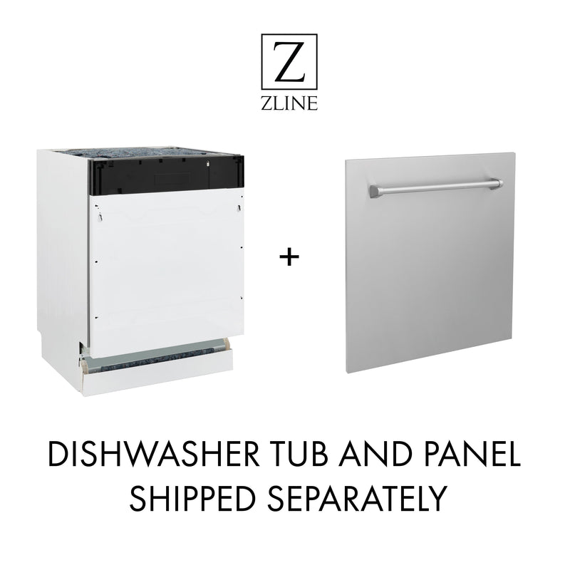 ZLINE Autograph Edition 24 in. 3rd Rack Top Control Tall Tub Dishwasher in Fingerprint Resistant Stainless Steel with Polished Gold Accent Handle, 51dBa (DWVZ-SN-24-G)