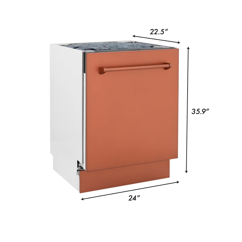 ZLINE 24" Tallac Series 3rd Rack Dishwasher with Copper Panel and Traditional Handle, 51dBa (DWV-C-24)