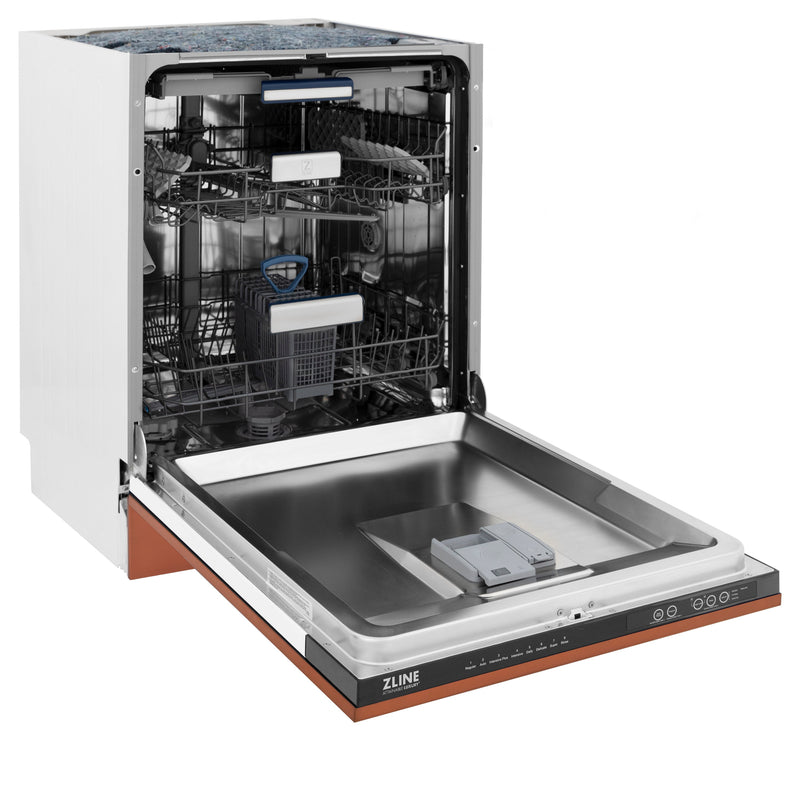 ZLINE 24" Tallac Series 3rd Rack Dishwasher with Copper Panel and Traditional Handle, 51dBa (DWV-C-24)
