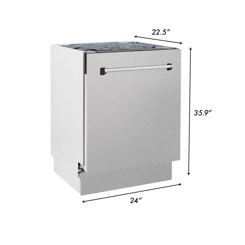 ZLINE 24" Tallac Series 3rd Rack Dishwasher with Fingerprint Resistant Stainless Steel Panel and Traditional Handle 51dBa (DWV-SN-24)
