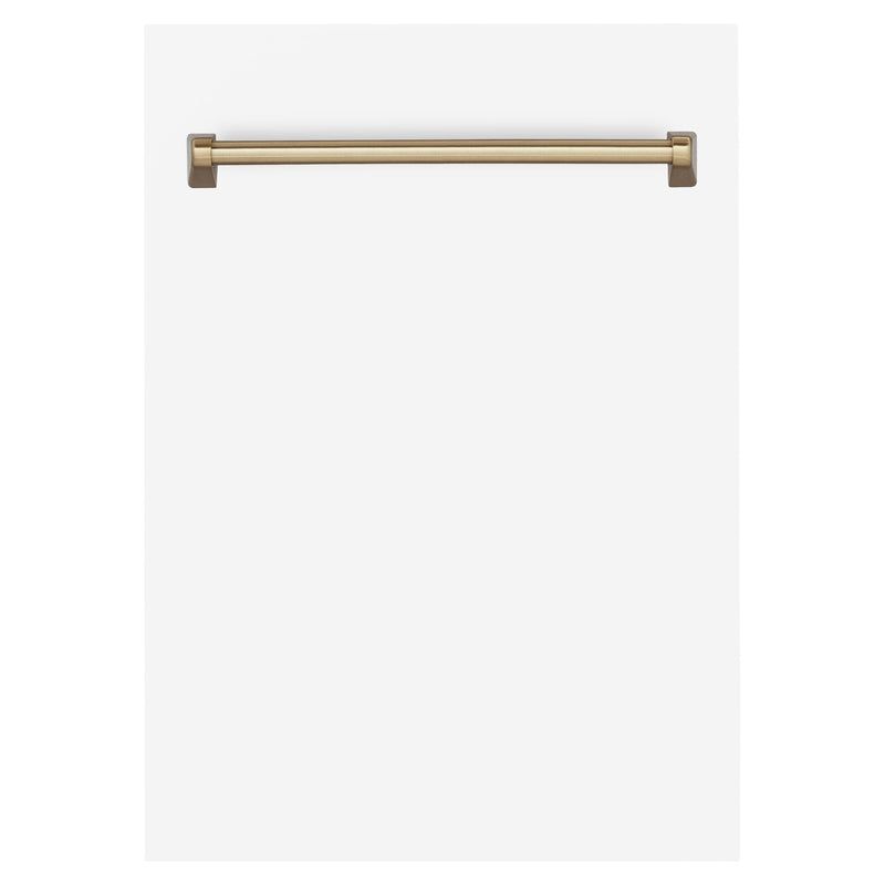 ZLINE 18 in. Autograph Edition Tallac Dishwasher Panel in White Matte with Champagne Bronze Handle (DPVZ-WM-18-CB)