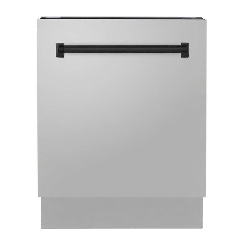 ZLINE Autograph Edition 24 in. 3rd Rack Top Control Tall Tub Dishwasher in Stainless Steel with Matte Black Handle, 51dBa (DWVZ-304-24-MB)