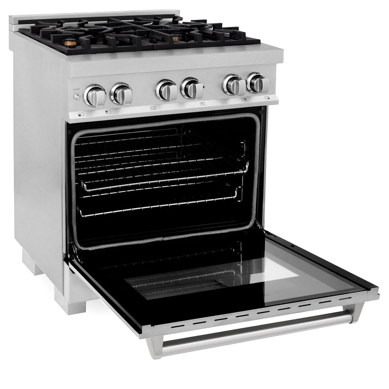 ZLINE 30 in. 4.0 cu. ft. Dual Fuel Range with Gas Stove and Electric Oven in All Fingerprint Resistant Stainless Steel with Brass Burners (RAS-SN-BR-30)