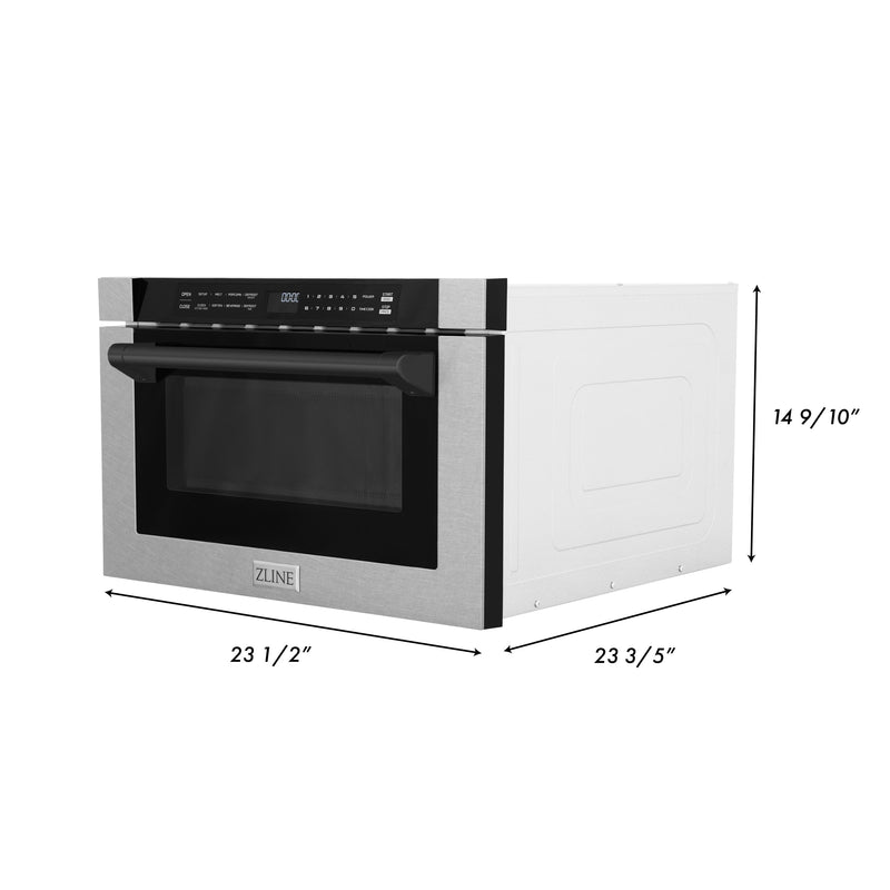 ZLINE Autograph Edition 24 in. Microwave in Fingerprint Resistant Stainless Steel with Traditional Handles and Matte Black Accents (MWDZ-1-SS-H-MB)