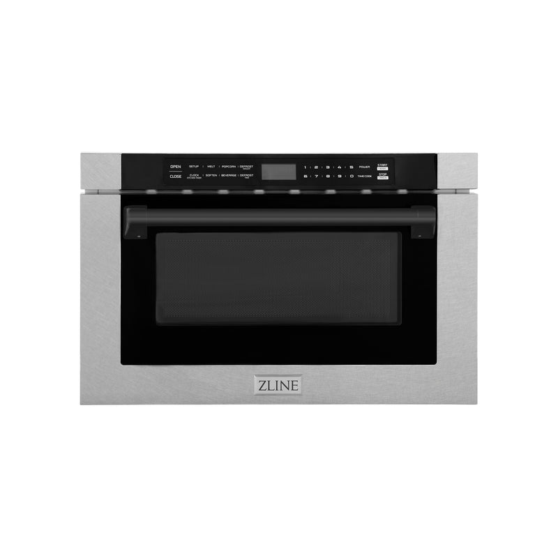 ZLINE Autograph Edition 24 in. Microwave in Fingerprint Resistant Stainless Steel with Traditional Handles and Matte Black Accents (MWDZ-1-SS-H-MB)