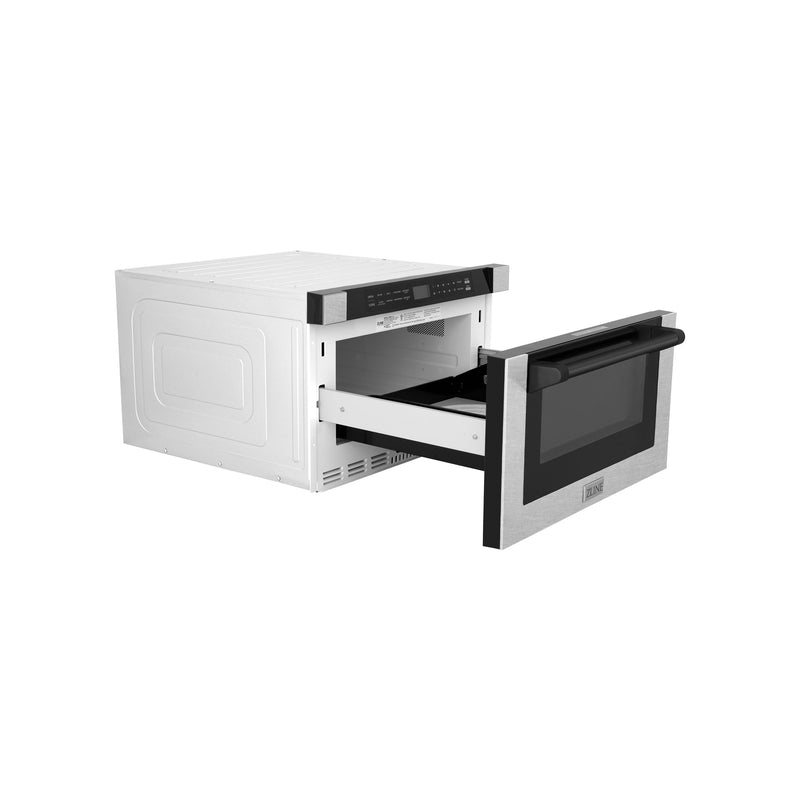 ZLINE Autograph Edition 24 in. Microwave in Fingerprint Resistant Stainless Steel with Traditional Handles and Matte Black Accents (MWDZ-1-SS-H-MB)