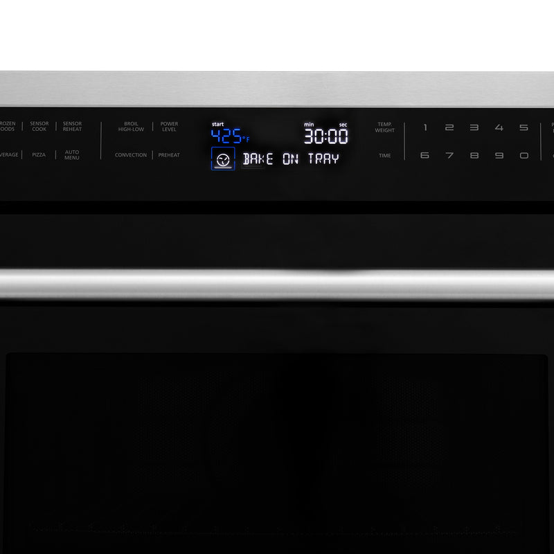 ZLINE Stainless Steel 30 in. Built-in Convection Microwave Oven and 30 in. Single Wall Oven with Self Clean (2KP-MW30-AWS30)