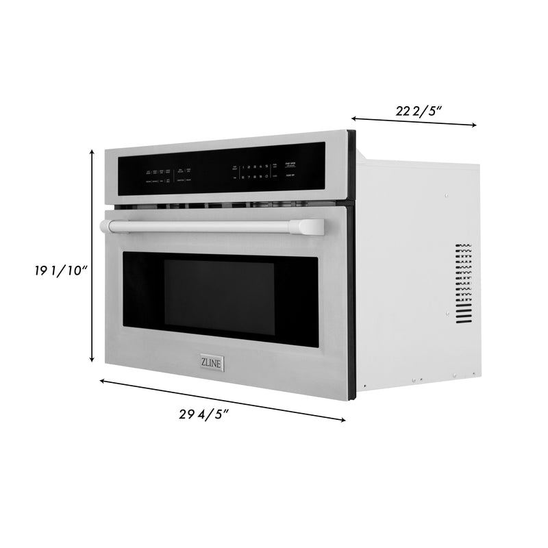 ZLINE Stainless Steel 30 in. Built-in Convection Microwave Oven and 30 in. Single Wall Oven with Self Clean (2KP-MW30-AWS30)