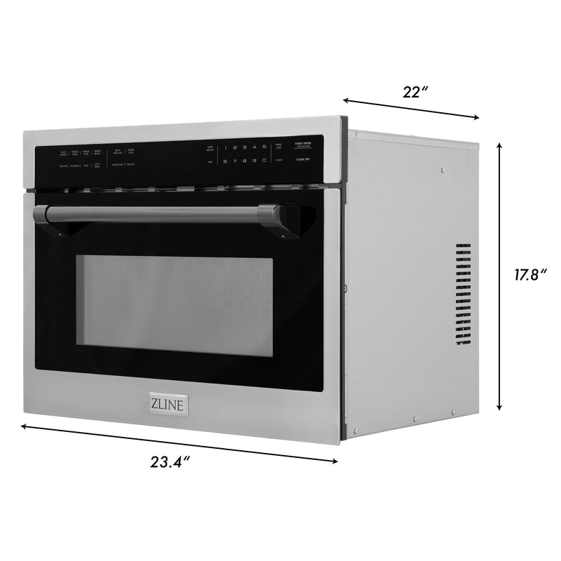 ZLINE Autograph Edition 24 in. 1.6 cu ft. Built-in Convection Microwave Oven in Stainless Steel with Matte Black Accents (MWOZ-24-MB)