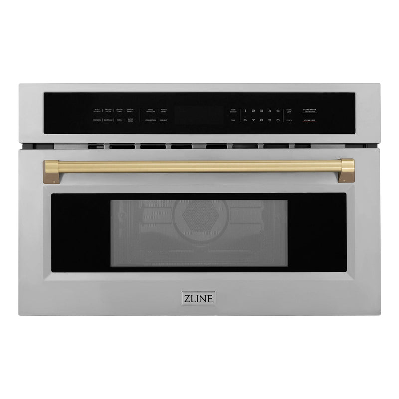 ZLINE Autograph Edition 30” 1.6 cu ft. Built-in Convection Microwave Oven in Stainless Steel with Accents (MWOZ-30)