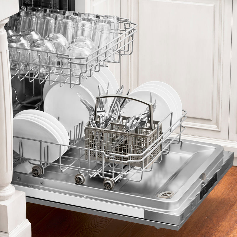 ZLINE 24 in. Top Control Dishwasher with Fingerprint Resistant Stainless Steel Panel and Traditional Style Handle, 52dBa (DW-SN-H-24)