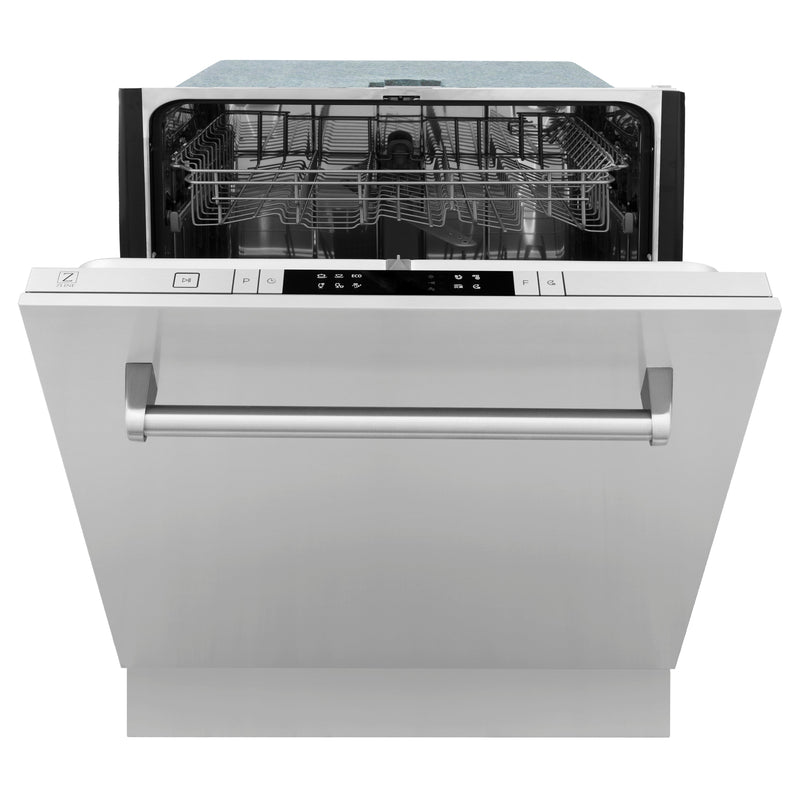 ZLINE 24 in. Top Control Dishwasher with Fingerprint Resistant Stainless Steel Panel and Traditional Style Handle, 52dBa (DW-SN-H-24)