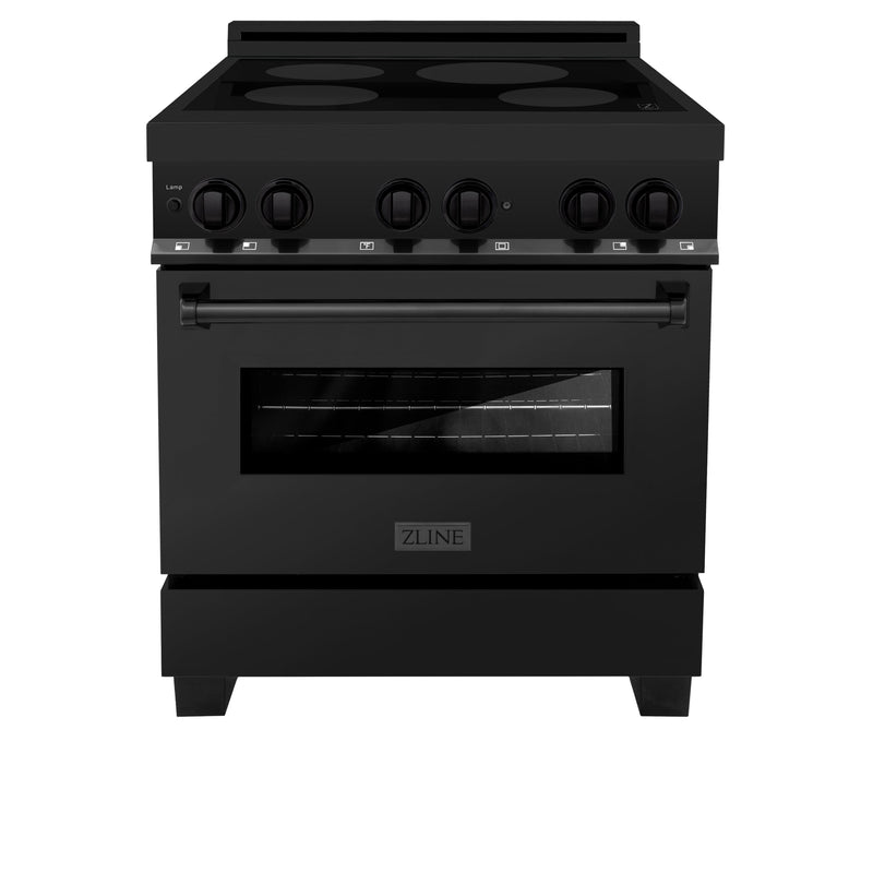 ZLINE 30 in. 4.0 cu. ft. Induction Range with a 4 Element Stove and Electric Oven in Black Stainless Steel (RAIND-BS-30)