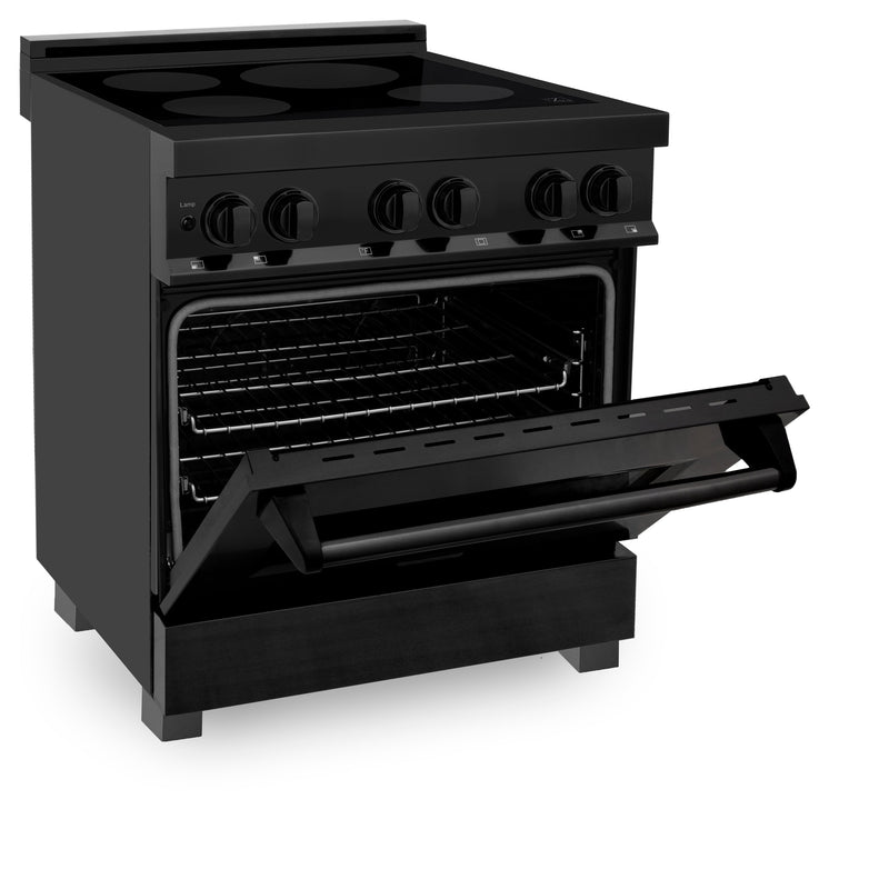 ZLINE 30 in. 4.0 cu. ft. Induction Range with a 4 Element Stove and Electric Oven in Black Stainless Steel (RAIND-BS-30)