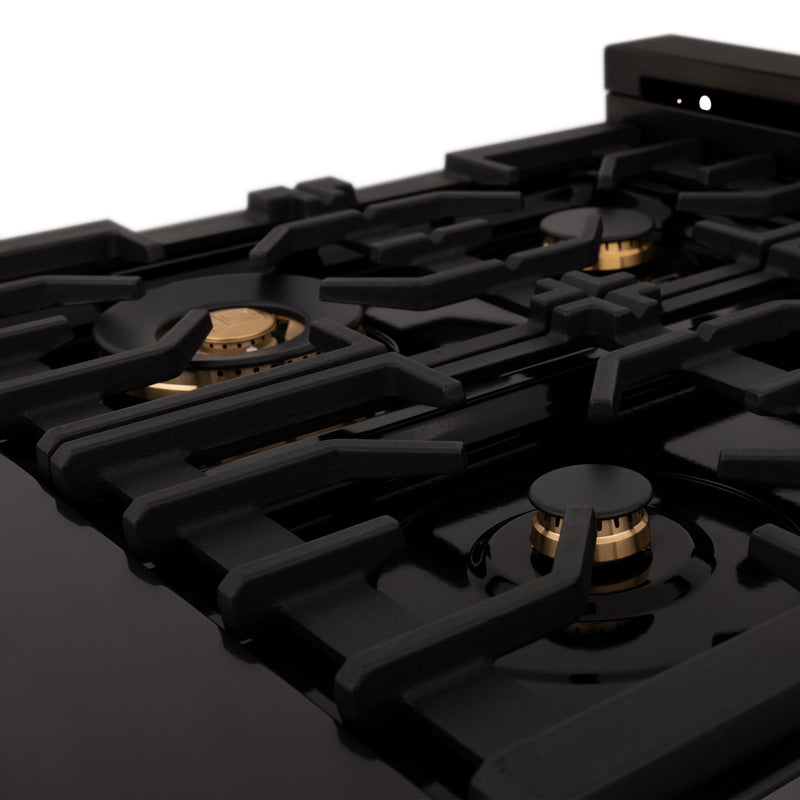 ZLINE 30 in. Porcelain Rangetop in Black Stainless with Brass Burners (RTB-BR-30)