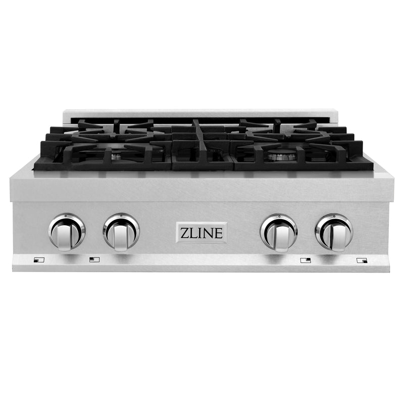 ZLINE 30 in. Porcelain Rangetop in DuraSnow Stainless Steel with 4 Gas Burners (RTS-30)