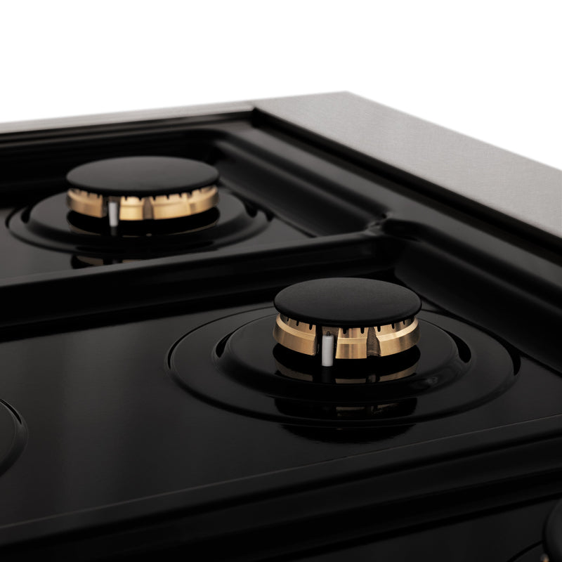 ZLINE 36 in. Professional Dual Fuel Range in Fingerprint Resistant Stainless Steel with Brass Burners (RAS-SN-BR-36)