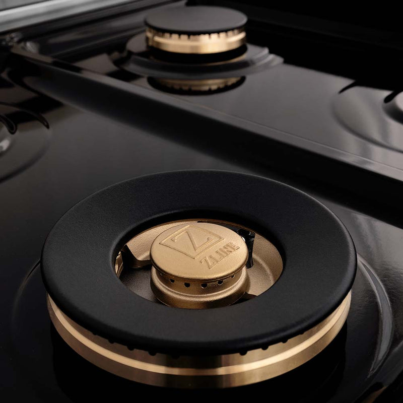 ZLINE Autograph Edition 48 in. Porcelain Rangetop with 7 Gas Burners in Stainless Steel with Champagne Bronze Accents (RTZ-48-CB)