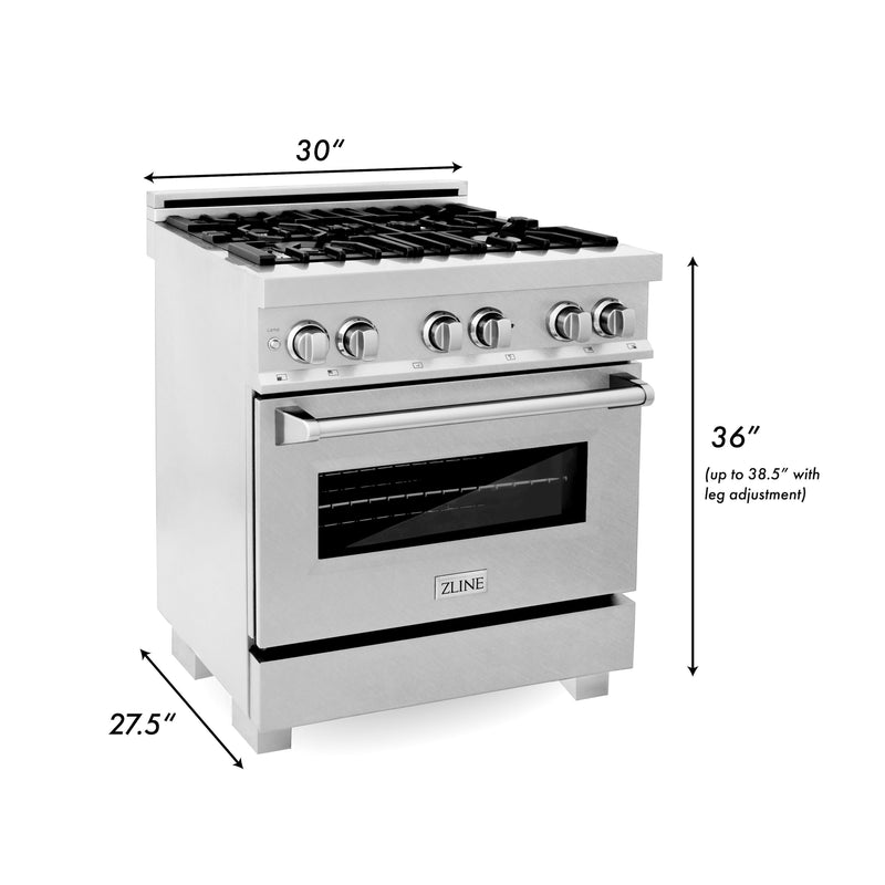 ZLINE 30 in. 4.0 cu. ft. Electric Oven and Gas Cooktop Dual Fuel Range with Griddle in Fingerprint Resistant Stainless (RAS-SN-GR-30)