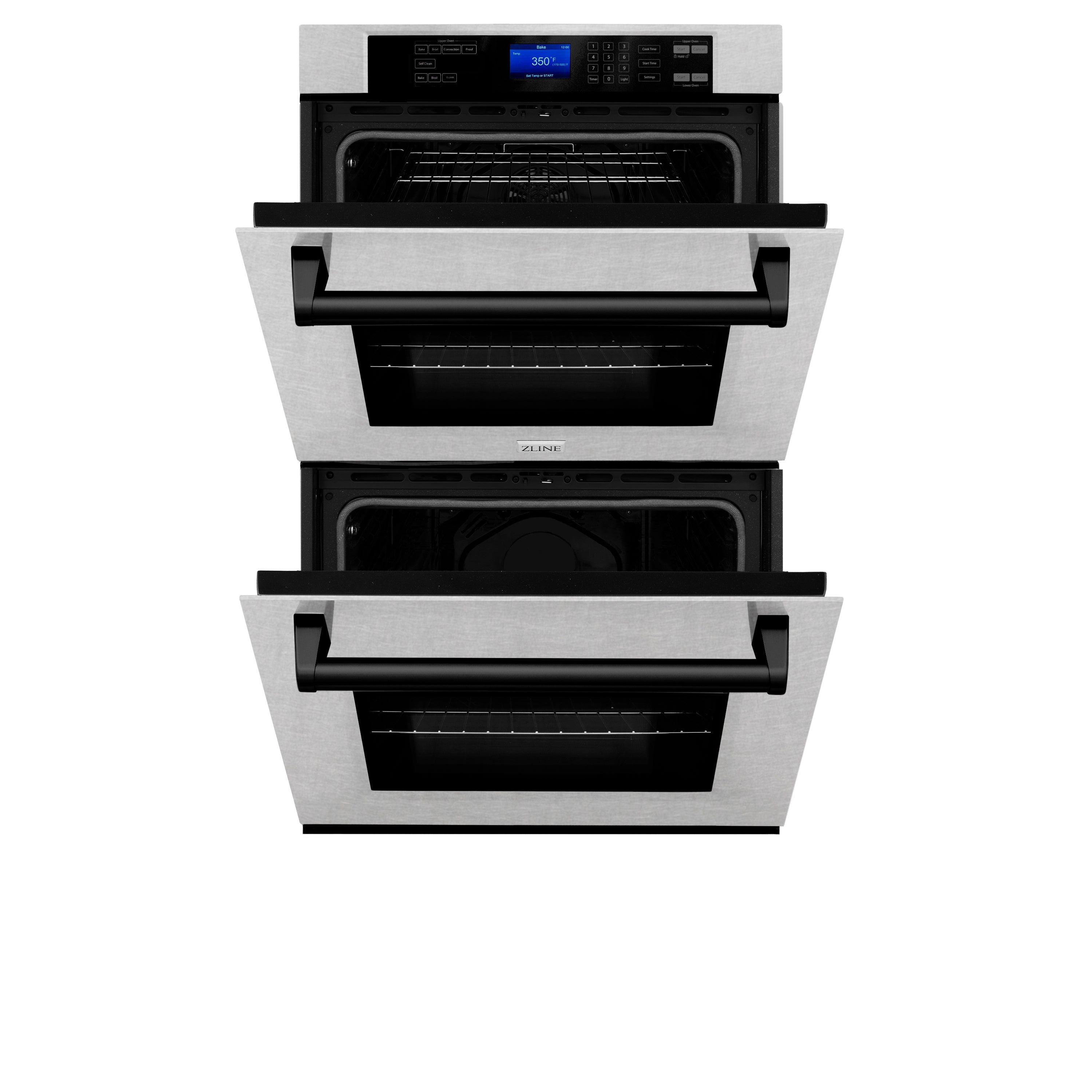 ZLINE 30 in. Autograph Edition Electric Double Wall Oven with Self Clean and True Convection in DuraSnow Stainless Steel and Matte Black Accents (AWDSZ-30-MB)