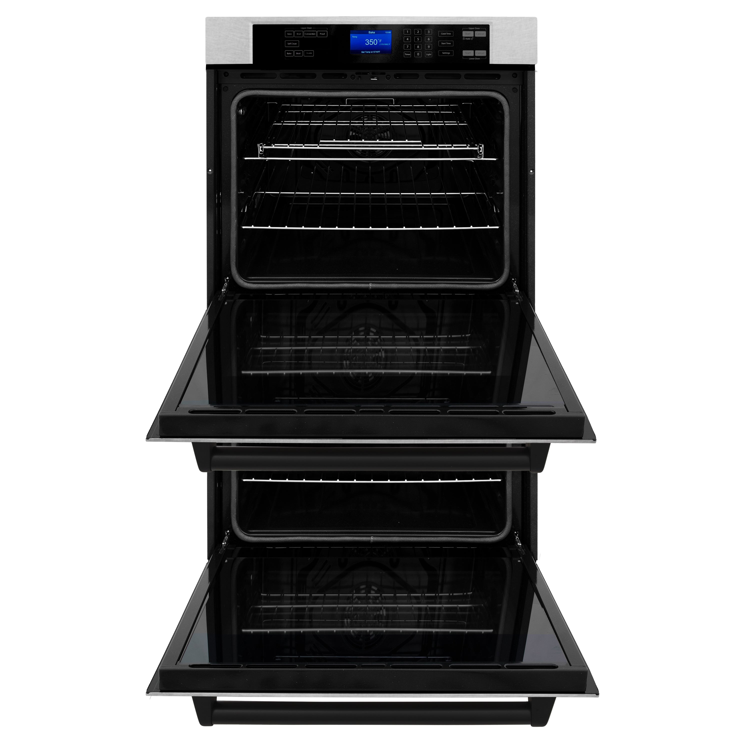 ZLINE 30 in. Autograph Edition Electric Double Wall Oven with Self Clean and True Convection in DuraSnow Stainless Steel and Matte Black Accents (AWDSZ-30-MB)