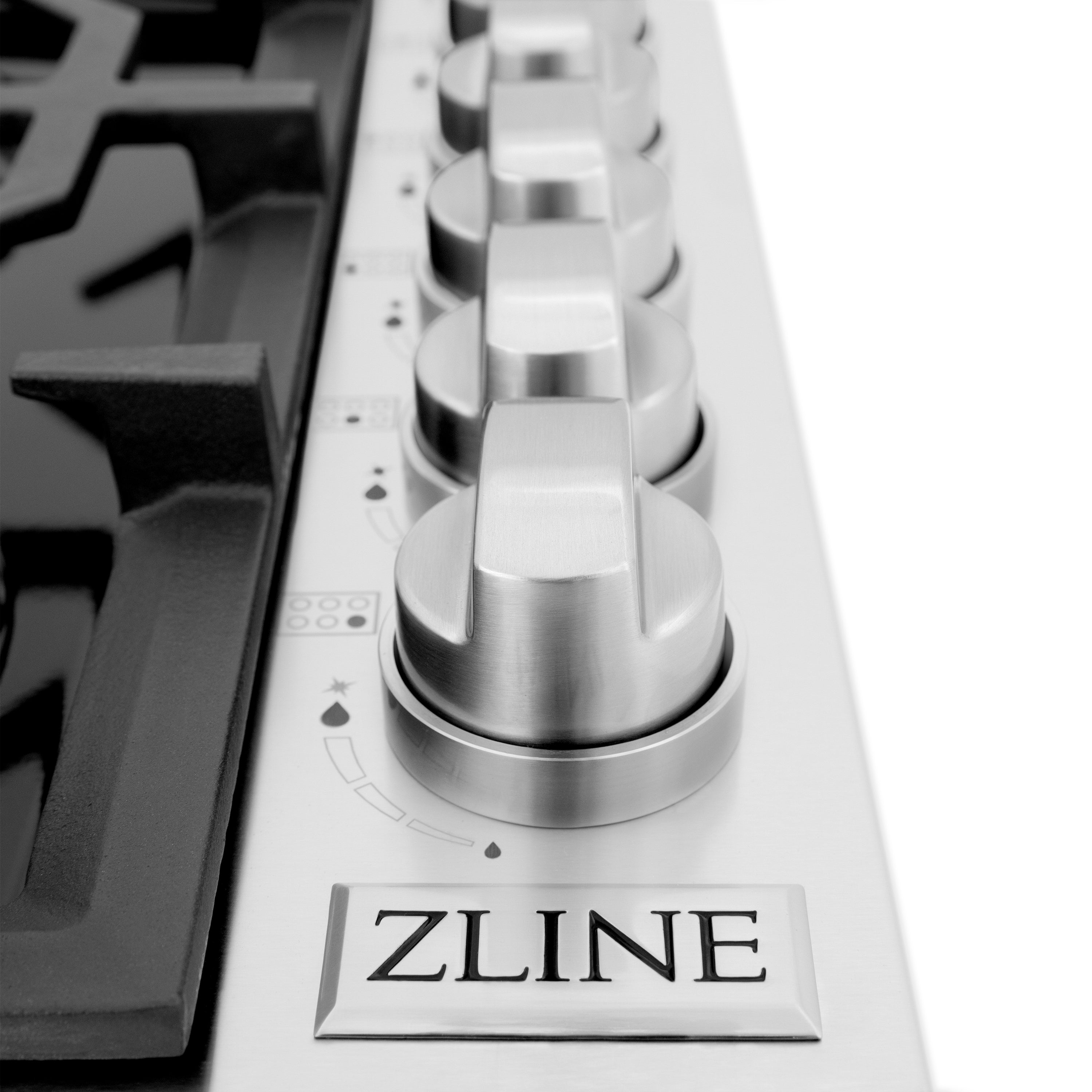 ZLINE 36 in. Dropin Cooktop with 6 Gas Brass Burners and Black Porcelain Top (RC-BR-36-PBT)