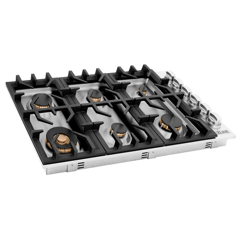 ZLINE 36 in. Dropin Cooktop With 6 Gas Brass Burners (RC-BR-36)