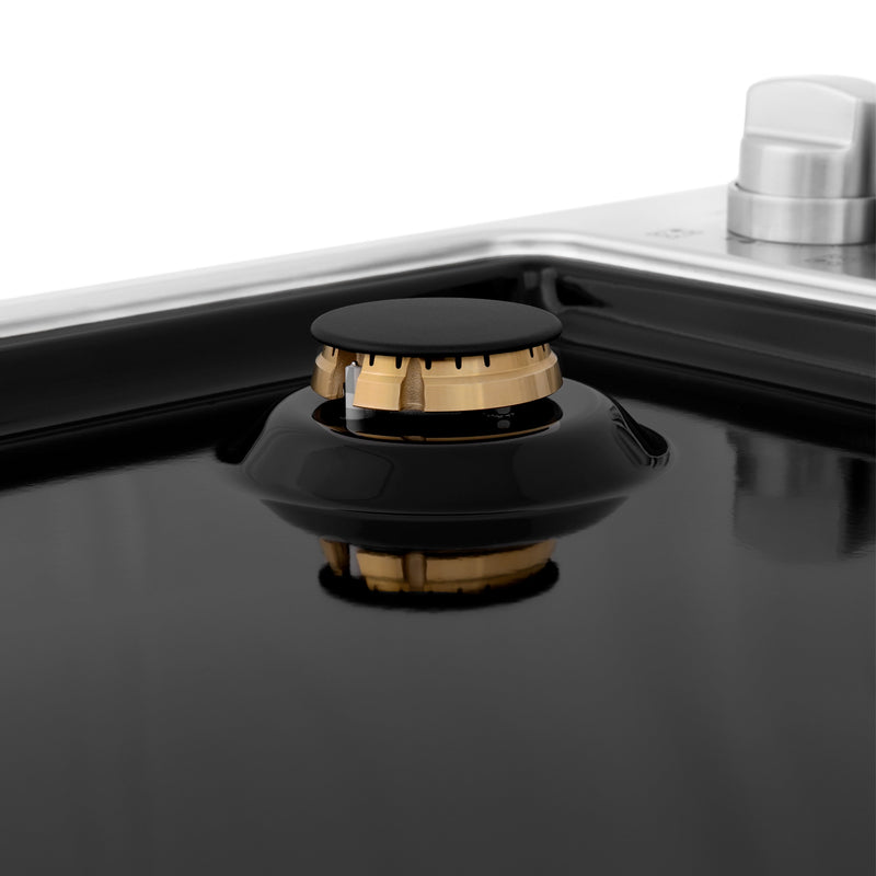 ZLINE 30 in. Dropin Cooktop with 4 Gas Brass Burners and Black Porcelain Top (RC-BR-30-PBT)