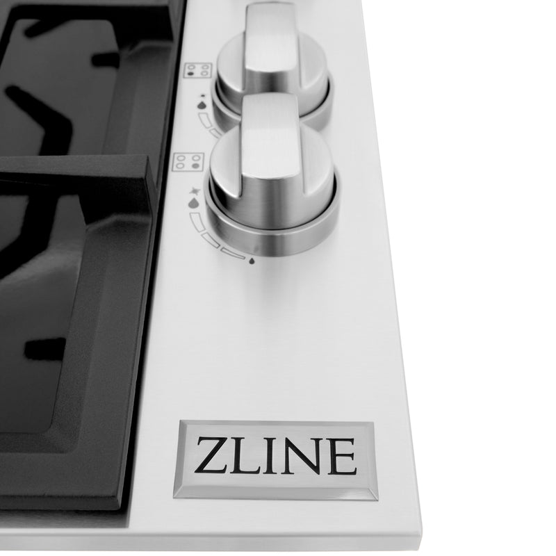 ZLINE 30 in. Dropin Cooktop with 4 Gas Brass Burners and Black Porcelain Top (RC-BR-30-PBT)